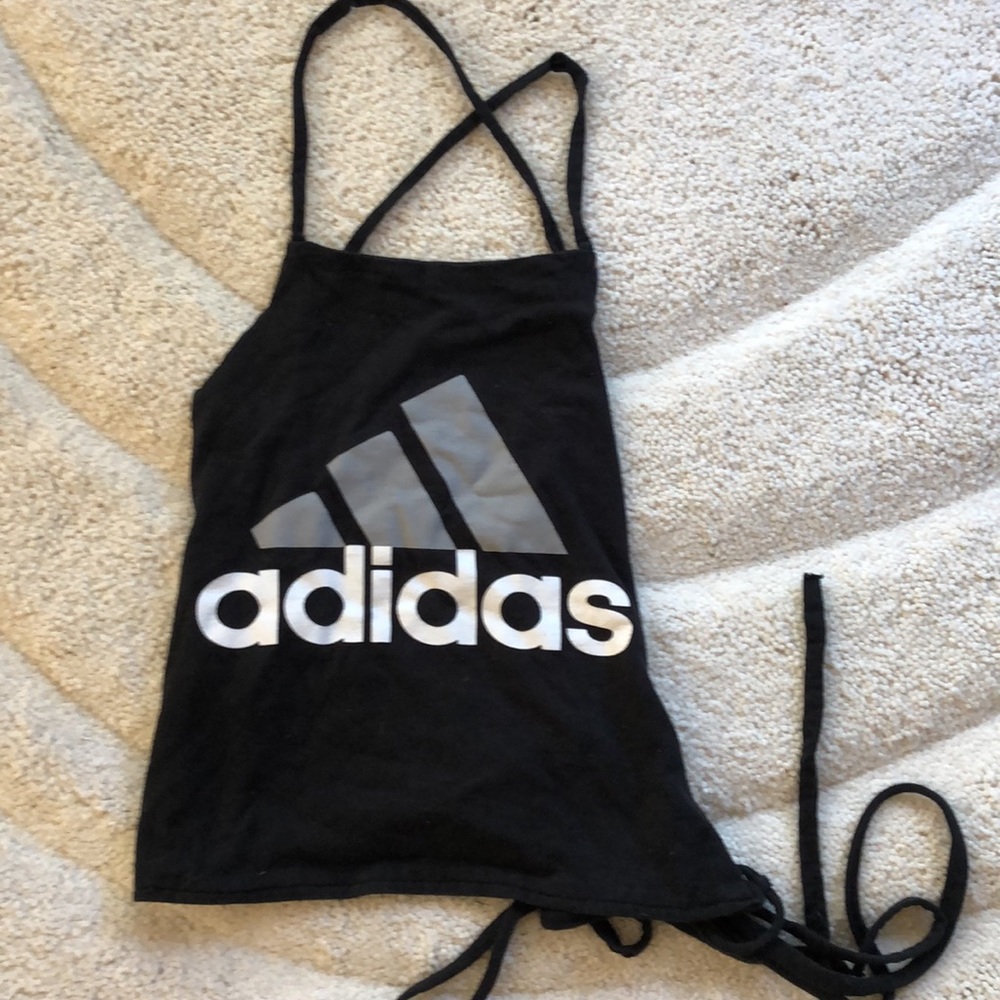 Adidas crop logo halter top OSFM gulley -tie lace -up back